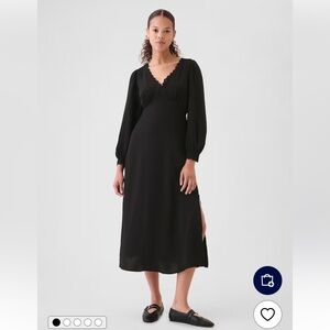 Gap Satin Empire Midi Dress - black - size small